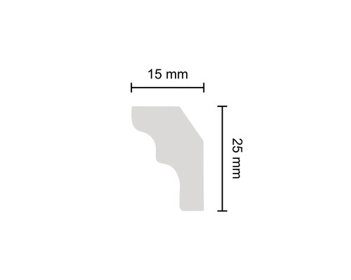 Baguette profilée mesurant 15 mm sur 25 mm