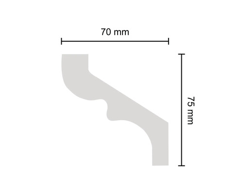 Profilleiste mit den Maßen 70 mm mal 75 mm