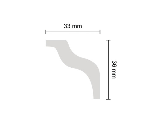 Dimensions d''une moulure décorative : 33 mm de large et 36 mm de haut