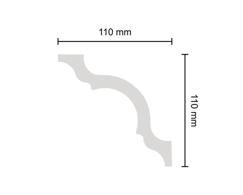 Dimensions d''une moulure d''angle : 110 mm x 110 mm