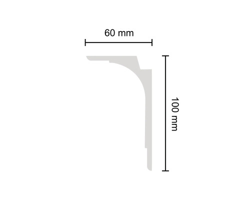 Baguette profilée avec dimensions : 60 mm de large et 100 mm de haut