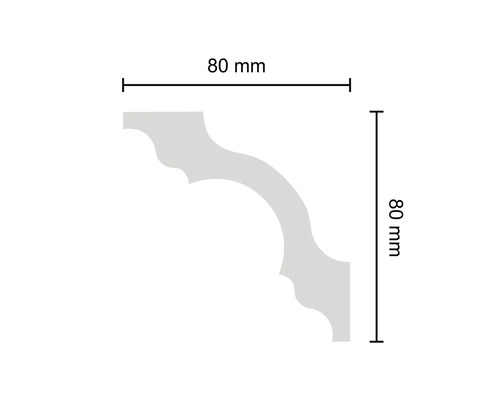 Pièce d''angle moulure décorative avec dimensions 80 mm