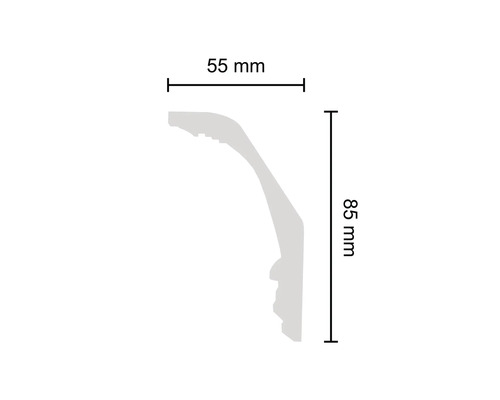 Baguette profilée mesurant 55 mm sur 85 mm.