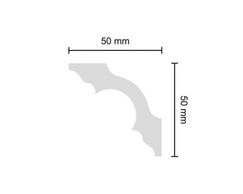 Baguette profilée de dimensions 50 x 50 millimètres