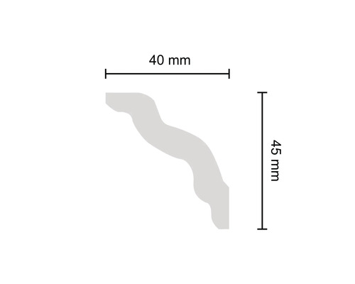 Tringle profilée avec dimensions 40 mm et 45 mm
