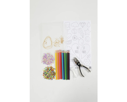 Bastelset mit Stiften, Schmuckperlen und Werkzeug