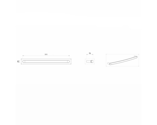 Technische Zeichnung eines Handtuchhalters mit Maßangaben