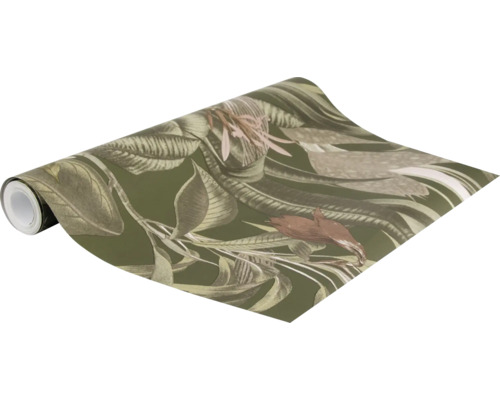 Rouleau de papier peint vert à motif végétal