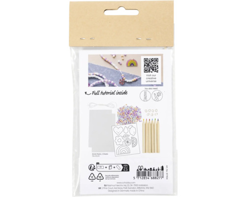 Kit de loisirs créatifs avec des perles, des crayons de couleur et des instructions