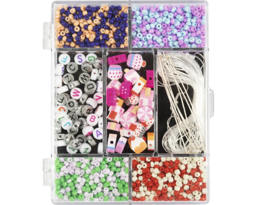 Kit de bricolage avec perles, perles alphabet, breloques et fil pour bijoux