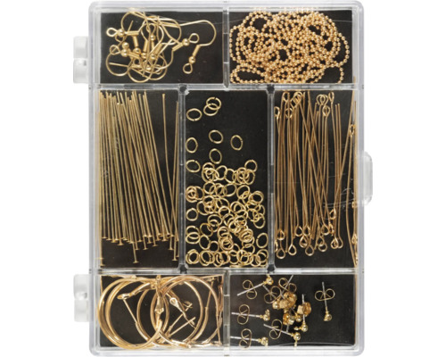 Set d''accessoires de bijoux dans une boîte de rangement avec divers éléments de bijoux