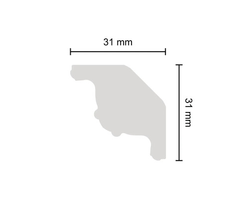 Dimensions d''une moulure décorative : 31 x 31 millimètres
