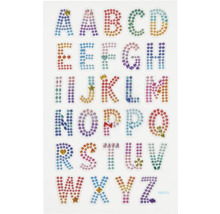 Aufkleberbogen mit Alphabet aus Strasssteinen