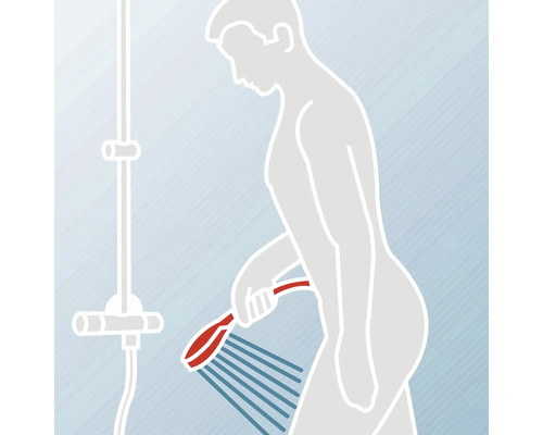 Illustration einer Person, die eine Handbrause benutzt