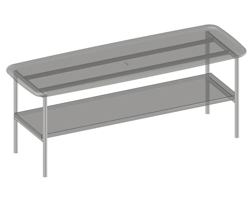 Table avec plateau en verre et étagère