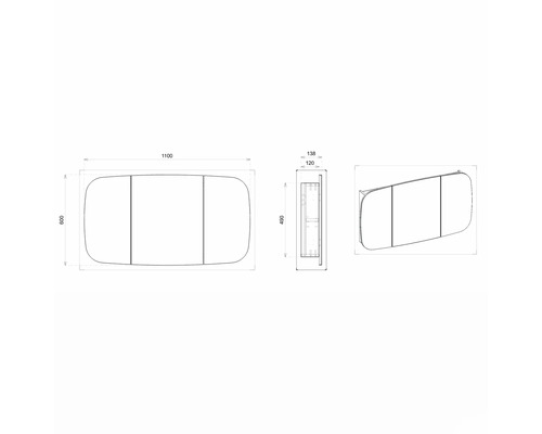 Schéma technique d''une armoire de toilette avec dimensions