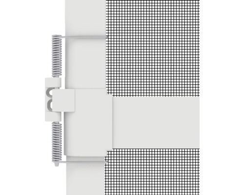 Vue détaillée d''un store anti-insectes avec mécanisme à ressort