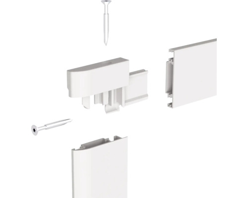 Connecteurs d''angle en plastique et matériel de fixation pour plinthes