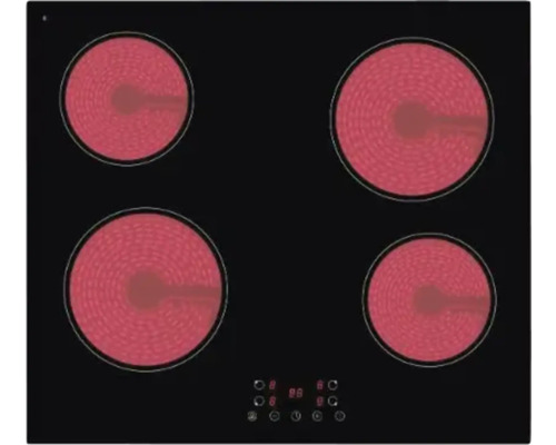 Plaque de cuisson vitrocéramique avec quatre zones de cuisson