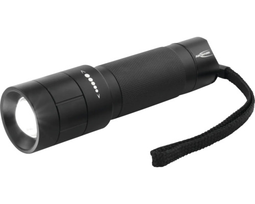 Lampe de poche LED noire avec dragonne