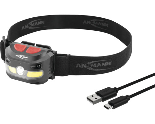 Lampe frontale Ansmann avec câble USB