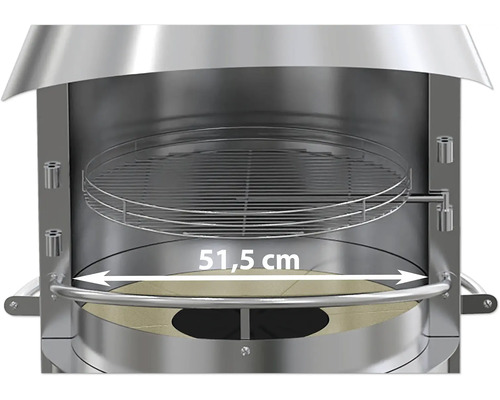 Vue intérieure d''un barbecue d''un diamètre de 51,5 cm.
