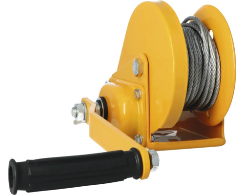 Handseilwinde mit Stahlseil und Handkurbel