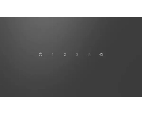 Panneau de commande avec interrupteur marche/arrêt, trois niveaux de vitesse, flèche vers le haut et symbole lumineux