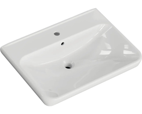 Lavabo en céramique avec trou de robinet et trop-plein pour la salle de bain