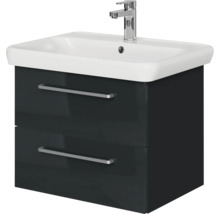 Meuble sous-lavabo avec deux tiroirs, lavabo en céramique et robinet