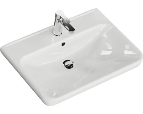 Lavabo rectangulaire en céramique sanitaire avec robinetterie