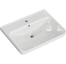 Lavabo en céramique avec trou pour robinet et trop-plein