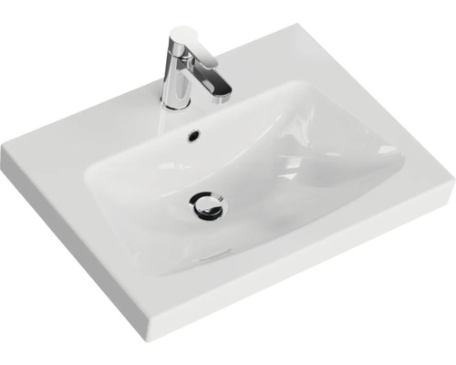 Lavabo en céramique avec robinetterie