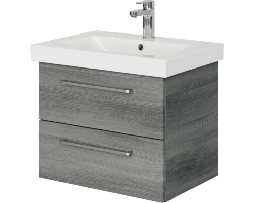Meuble sous-lavabo avec deux tiroirs, lavabo et robinet