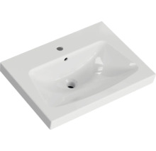 Lavabo en céramique avec trou pour robinet et trop-plein