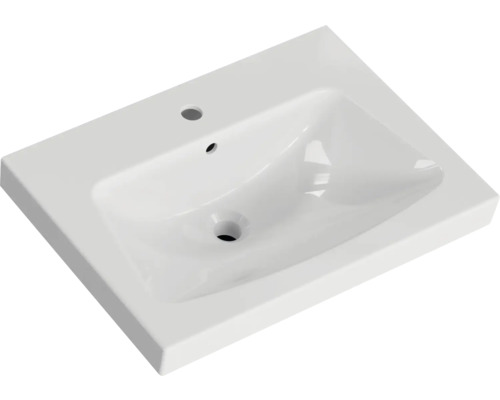 Lavabo en céramique avec trou pour robinet et trop-plein
