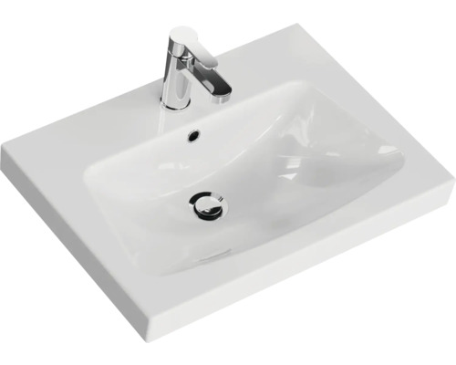 Vasque en céramique avec robinet pour la salle de bain