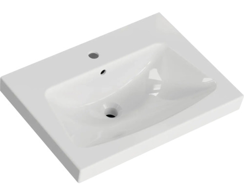 Lavabo en céramique avec trou de robinetterie et trop-plein