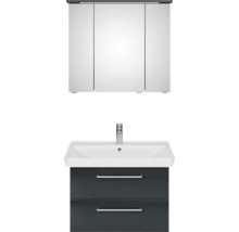 Meuble sous-vasque avec lavabo et armoire de toilette pour la salle de bains.