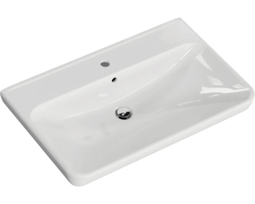 Lavabo en céramique avec trou de robinet et trop-plein