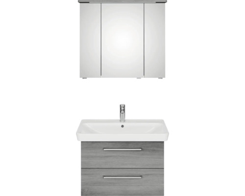 Badezimmerwaschtisch mit zwei Schubladen, Waschbecken und Spiegelschrank