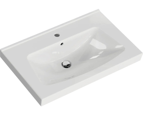 Lavabo en céramique avec trou de robinet et trop-plein