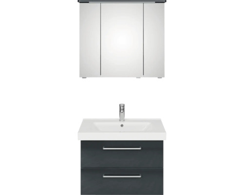 Ensemble de salle de bains avec armoire de toilette, lavabo et meuble sous-lavabo avec deux tiroirs