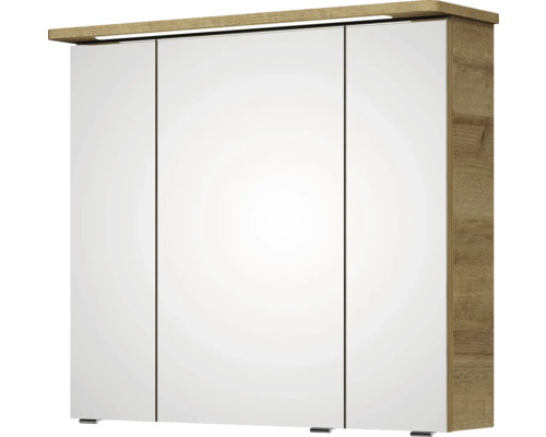 Spiegelschrank mit drei Türen und Holzrahmen