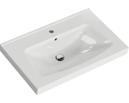 Weisses Keramik Waschbecken mit Hahnloch und Überlauf