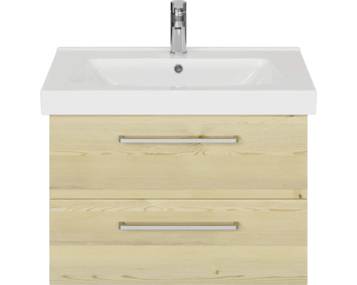 Waschtisch mit Unterschrank, ausgestattet mit zwei Schubladen und einem Aufsatzwaschbecken