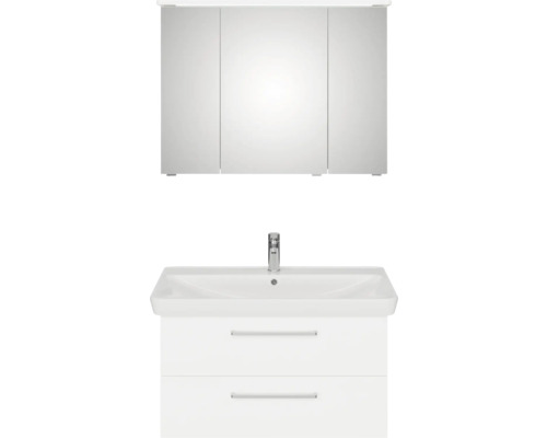Weißer Waschtischunterschrank mit Becken und Spiegelschrank für das Badezimmer