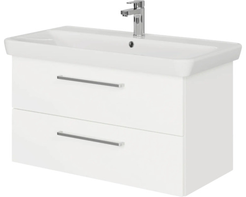 Waschtischunterschrank mit zwei Schubladen und Aufsatzwaschbecken