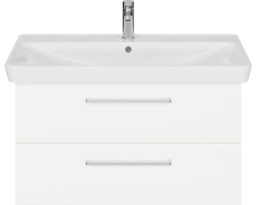 Waschtischunterschrank mit zwei Schubladen und Aufsatzwaschbecken