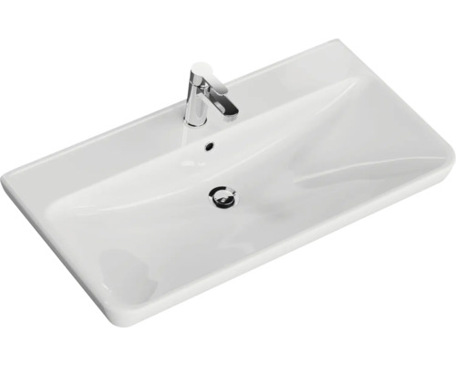 Weisses Keramik Waschbecken mit Armatur